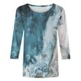 thumbnail image 4 of CHOK Ichuanyi Hauts pour Femmes Liquidation d'Été T-shirt Imprimé Mode pour Femmes Blouse Mi-Longue Manches 3/4 Col Rond Hauts Décontractés, 4 of 5