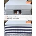 thumbnail image 7 of Navy Blue Bed Skirt White Stripe Bed Skirts Queen Size 18 Inch Drop, Wrap Around Dust Ruffle&nbsp;Bedskirt with Adjustable Elastic Belt for Queen Size Beds, 7 of 7