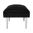 Posh Bench Posh Living Darian Tufted Velvet Bench with Metal Legs in Black/Chrome ...