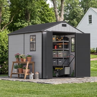 Keter Resin Oakland Backyard & Patio Garden Tool Storage Shed, 7 x