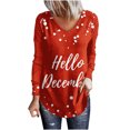 thumbnail image 2 of Puntoco - Camiseta de manga larga con cuello en V para mujer, informal, con estampado de copos de nieve de Navidad Puntoco Puntoco-5229, 2 of 4