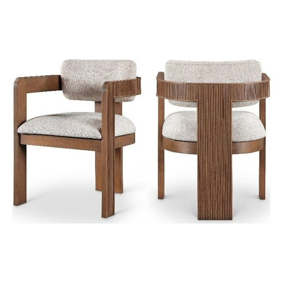 Pemberly Row Beige Linen Textured Fabric Dining Chair (Set of 2)