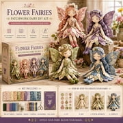 Fairy Patchwork DIY Collection, Fun Flower Fairies Patchwork Sewing Kit, Make 4pcs Winged Elf Cloth Doll, Fabric Full Supplies DIY Craft Set for Beginner Crafters, Home Decor Unique Handmade Gift,B1
