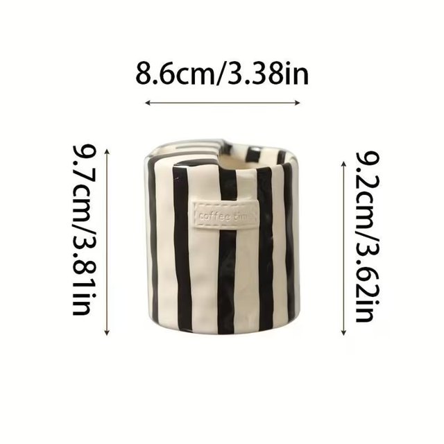 Taza de café de cerámica pintada a mano, taza termo con diseño de rayas, taza de jugo de café con leche antideslizante, regalo de San Valentín, Navidad, Día de la Madre