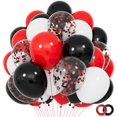 thumbnail image 1 of Globos de látex KUULBELA, 68 unidades, rojo, negro y blanco, 30 cm con confeti, 1 of 5