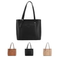 thumbnail image 2 of Faux Leather Tote Bag Zipper Adjustable Simple Work Shoulder Bag Casual Handbag, 2 of 10