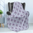 thumbnail image 4 of Vintage Soft Flannel Fleece Throw Blanket, Old Fashioned Pattern with Antique Wavy Lines and Posies of Roses, Cozy Plush for Indoor and Outdoor Use, 50" x 60", Pale Blue Lavender, by Ambesonne, 4 of 5