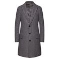 thumbnail image 2 of Clearance 2024! AIEOTT Long Winter Trench Coat Men Big and Tall Wool Coat Notch Collar Cardigan Button Down Trench Coat with Pockets, 2 of 9