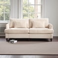 thumbnail image 2 of Tcbosik Upholstered 2-Seat Sofa, 68.9 inch Chenille Couch with Pillows, Loveseat with Wood Legs for Small Space, 500 lbs Capacity, Beige, 2 of 9