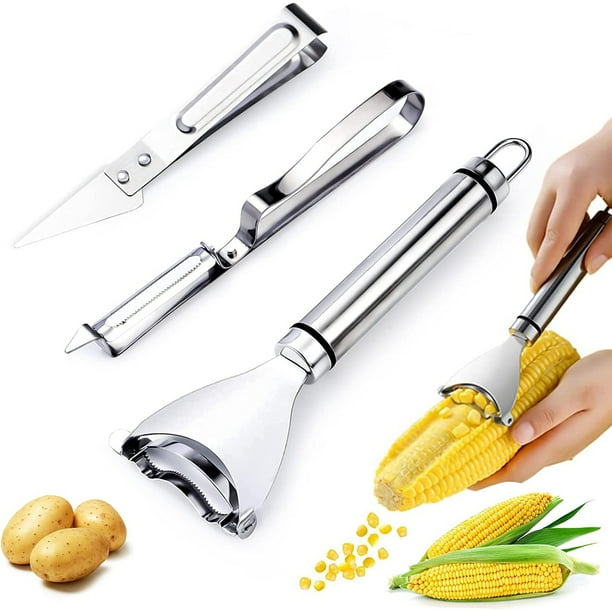 3Pcs Magic Corn Peeler Set Corn Cob Stripper Tool Corn Slicer Cob