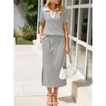 thumbnail image 4 of Women'S Skirt Sets 2 Piece Outfits Summer Casual Striped Short Sleeve Skirt and Top Set White XL, 4 of 10