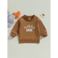 thumbnail image 2 of Qtinghua Toddler Baby Boys Birthday Outfit Letter Print Fall Sweatshirt Long Sleeve Pullover Tops Autumn Clothes Brown 18-24 Months, 2 of 8