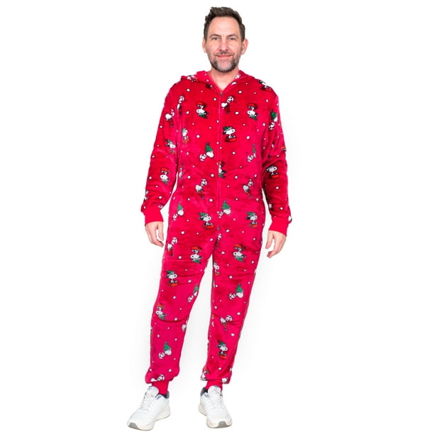 Peanuts Snoopy All Over Pajama Zip Up Union Suit Sleepwear - Walmart.com