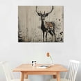 thumbnail image 2 of JEUXUS Deer Canvas Wall Art, Rustic Elk with Big Antlers, Animal Head Picture Grey and White, Hunting Artwork Painting for Living Room Home Office Decorations, Framed, Decor 20x16in, 2 of 6