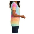 thumbnail image 3 of Yellow Rooster Women's Tie-Dye V-Neck Cotton T-Shirt Pastel Rainbow XS, 3 of 6