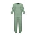 thumbnail image 6 of VBTAPA Girls Outfit Set 2 Piece Casual Sweatsuit Ruffle Trim Long Sleeve Crewneck Tops with Jogging Pants Tracksuit Set Green 6 Years, 6 of 7