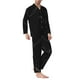 thumbnail image 2 of Balery Black Marble Texture Abstract Pijama para Hombre de Dos Piezas con Manga Larga, Conjunto de Dormir y Descanso Suave con Bolsillos-Small, 2 of 7