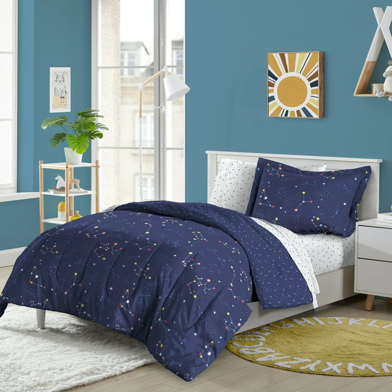 Dream Factory Zodiac Twin Bed-in-a-Bag, Midnight Blue, Microfiber