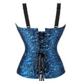 thumbnail image 3 of Womens Lace Up Corset Tops Overbust Corset Zipper bustier Corset Renaissance Corsets Blue L, 3 of 5