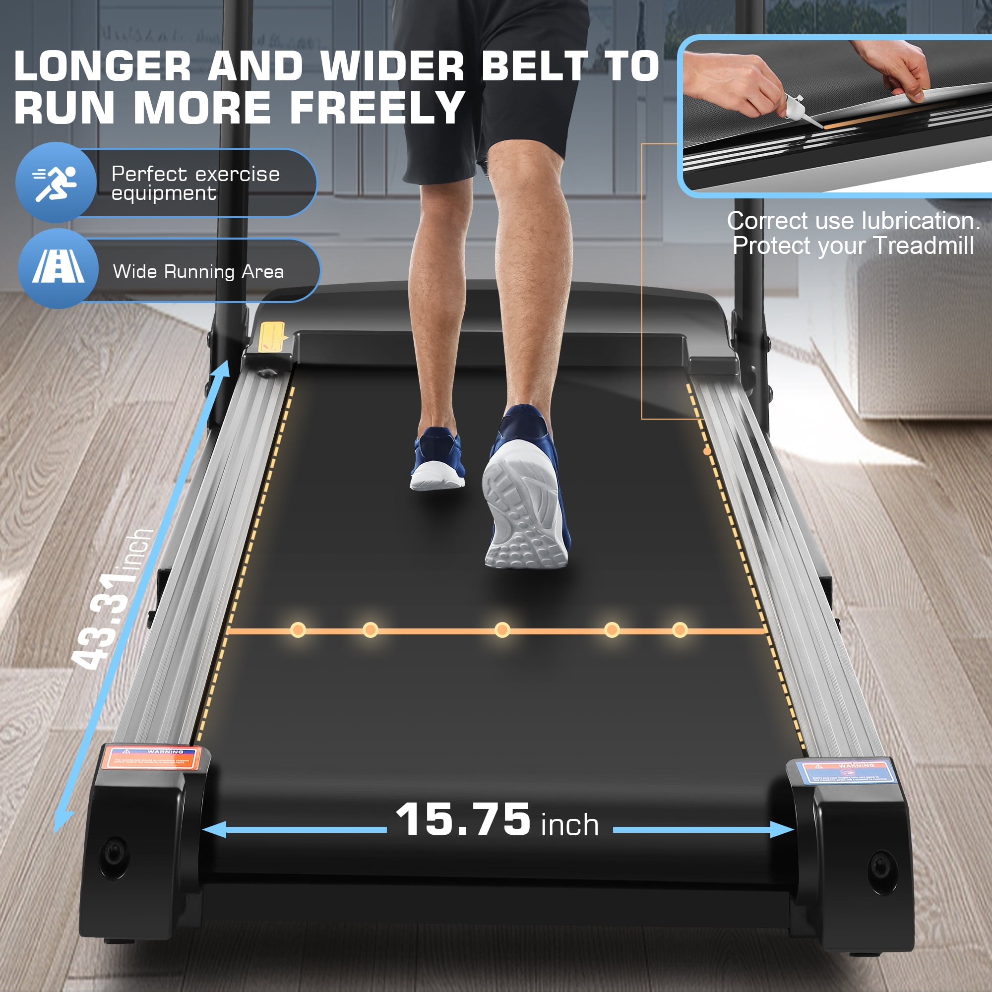 Simpfree Treadmill with 10" HD TV Movie Touchscreen and 3D Virtual Sports Scene, 0.5-9.0 mph/h & 3.5HP Electric Treadmill with Incline for Home（Black）