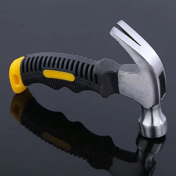 Mini Martillo de Encofrado de Acero Martillo Corto Multifuncional Martillo de Carpintero con Mango Antideslizante Mini Martillo de Garra Útil para Mantenimiento, Bricolaje, Carpintería Amarillo 16,2