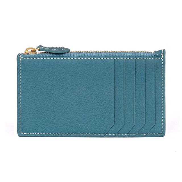 Bolso para tarjetas de estilo japonés, sencillo y moderno, estilo coreano, para mujer, de piel de vaca de capa superior, monedero con cremallera de cuero suave