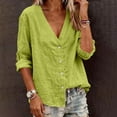 thumbnail image 5 of Uootdi Womens Blouses 3/4 Sleeve V Neck Relaxed Fit Casual Summer Vacation Everyday Outfits Gift, 5 of 7