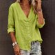 thumbnail image 5 of TaTaai Ladies V Neck Layered Blouse Solid Color Loose Fit Casual Cardigan Open Front Summer Tunic Ruffle Top Gift, 5 of 7