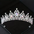 thumbnail image 3 of Wedding Hair Tiara Crystal Bridal Tiara Crown Silver Color Diadem Veil Tiaras Wedding Hair Accessories Headpieces Head Jewelry, 3 of 6