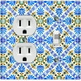 thumbnail image 1 of Metal Light Switch Plate Cover Blue Yellow Fancy Tile Pattern TIL013, 1 of 13
