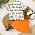 thumbnail image 4 of Toddler Boys Easter Gentleman Outfit Short Sleeve Button Down Shirt with Rabbit Print Shorts Orange 6 Months-12 Months, 4 of 6