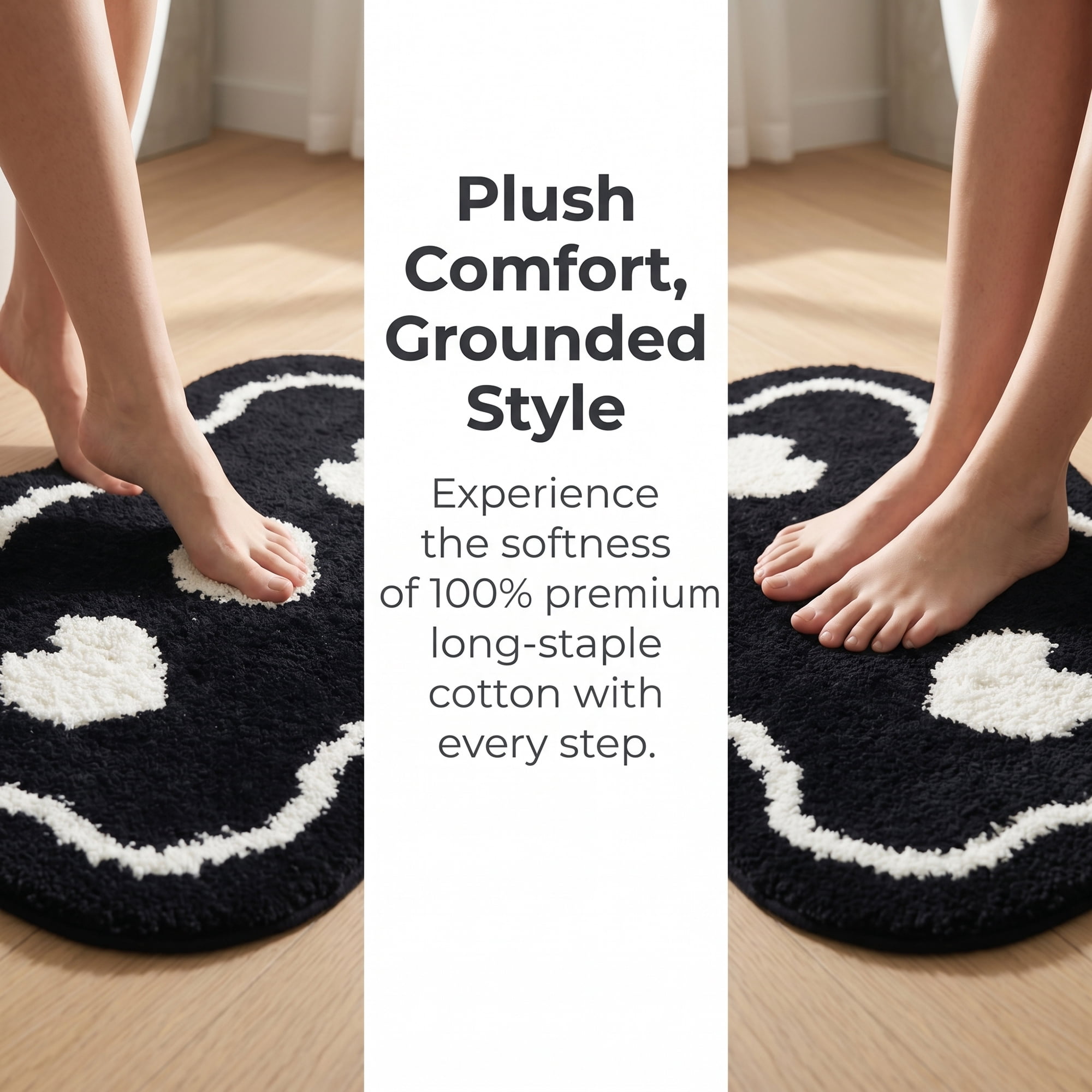 Unique Bargains Aesthetic Ultra Absorbent Shaggy Non Slip Bath Mat Black 24" x 16"