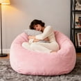 thumbnail image 5 of Fluffy Stuffed Animal Storage Bean Bag Chair Cover(No Filler), 59x26in Faux Fur Washable Ultra Soft Bean Bag Cover for Plush Toys or Textile,Plush Shaggy Large Beanbag for Adults Kids Teens, 5 of 5