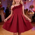 thumbnail image 2 of PRfgtbd Girls Party Dress Elegant One-Shoulder Dress Floral Sleeveless Ruffled Formal Gown Girl's Birthday Party Dress Flowy Sundress Cute Casual Dresses, 2 of 9