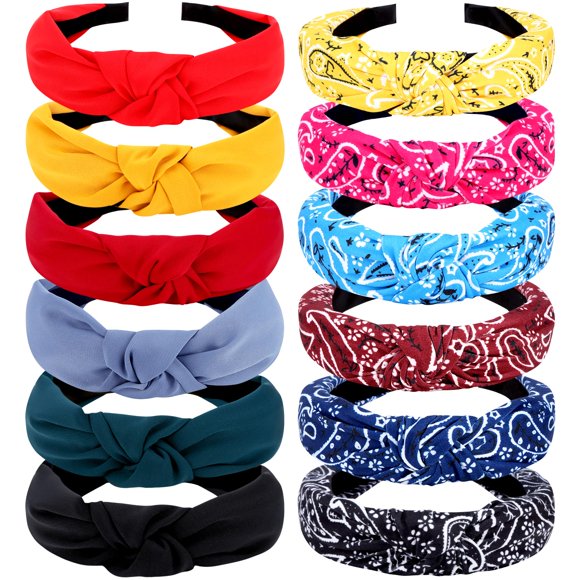 Diademas VELSCRUN, pañuelos anudados, paquete de 12 unidades, a la moda para mujer