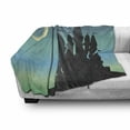 thumbnail image 2 of Magic Moon Soft Flannel Fleece Throw Blanket, Crescent over Castle Gradient Night Sky Mystic Graphic, Cozy Plush for Indoor and Outdoor Use, 50" x 60", Seafoam Pale Yellow, by Ambesonne, 2 of 5