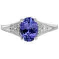 thumbnail image 3 of 14k Solid White Gold Oval Natural Tanzanite and Natural Diamond Vintage Style Birthstone Engagement Ring, 3 of 6