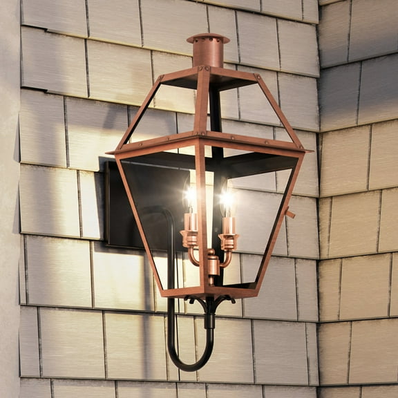 Luxury Rustic Wall Sconce, Large Size: 23.5H x 10.5"W, with Tudor Style Elements, Rustic Copper Finish, UQL1370 from the Paris Collection by Urban Ambiance