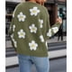 thumbnail image 4 of Cárdigan de Punto para Mujer con Estampado Floral, Larga, Abierto por Delante, con Botones y Cuello en V Verde M, 4 of 7