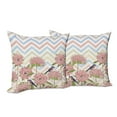 thumbnail image 6 of Ambesonne Floral Throw Pillow Cover 2 Pack, Zigzags Flowers and Birds, 20", Multicolor, 6 of 6