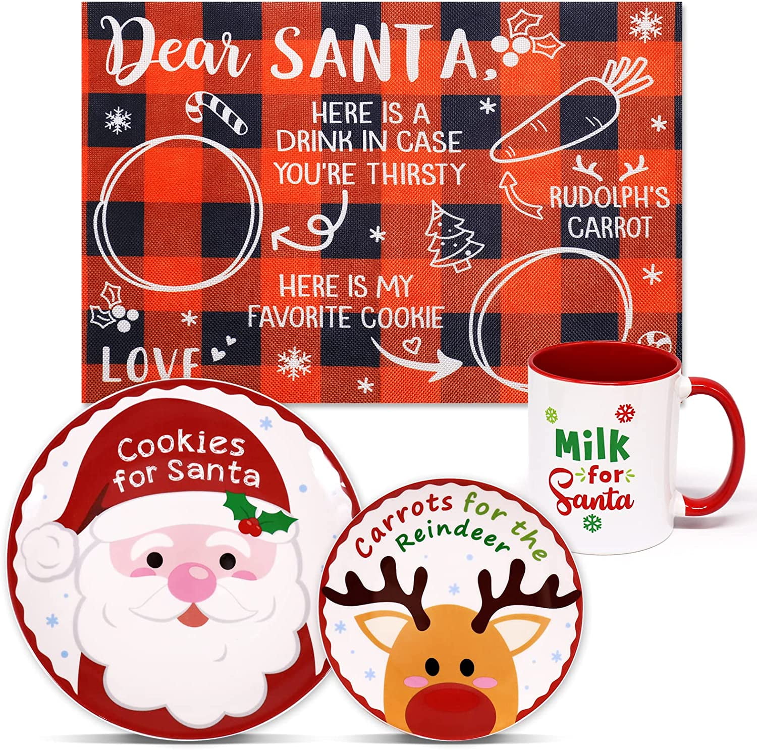 DEI Adorable Ceramic Christmas Treats & Snacks Cookies for Santa Plate 