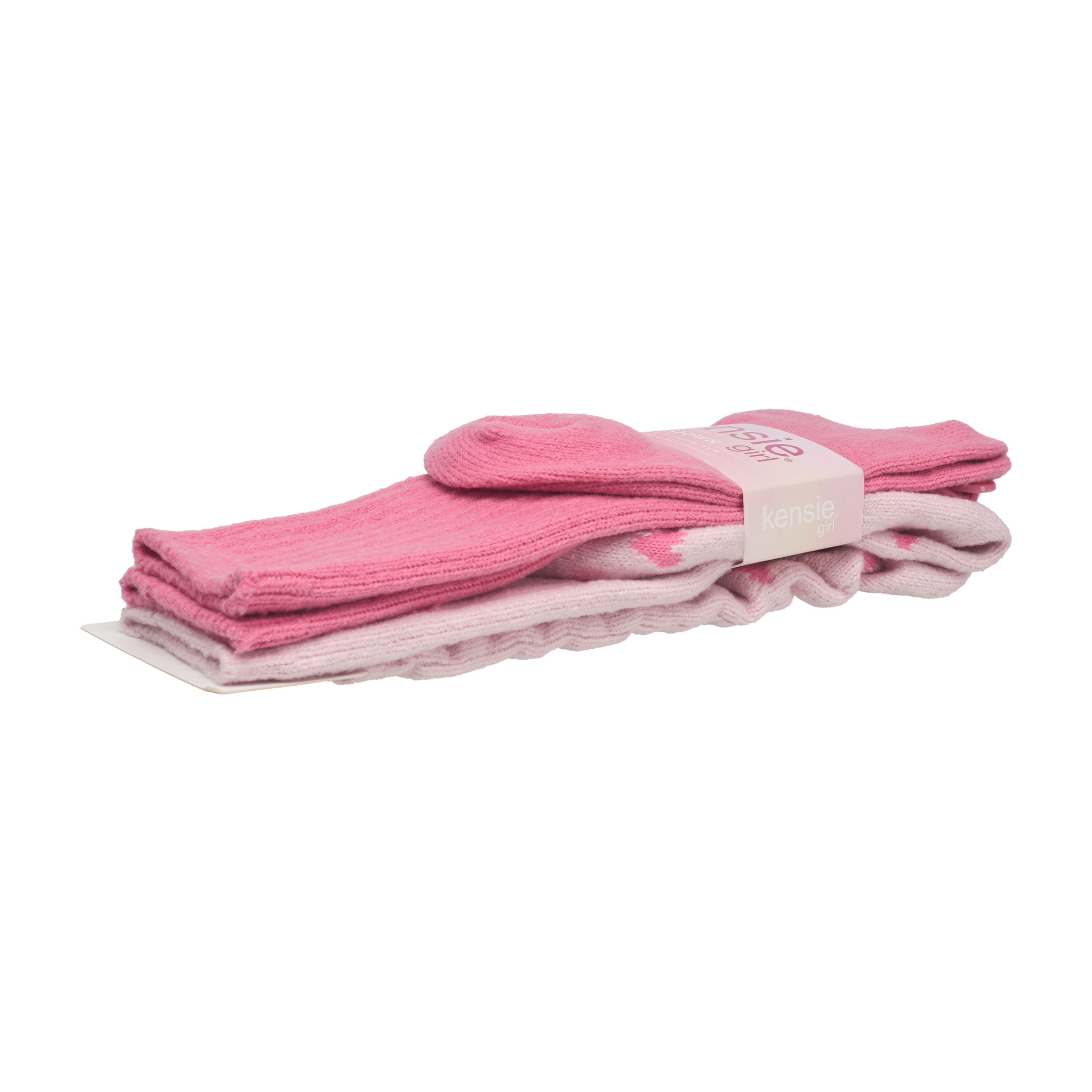 Kensie Girls Super Soft Slouchy Kids Socks (2-Pack) – Pink Hearts