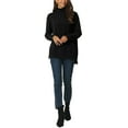 thumbnail image 2 of INSPIRE CHIC Women's Turtleneck Long Sleeve Spilt Hem Tunic Pullover Sweater M Black, 2 of 6