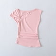 thumbnail image 2 of Women's Fashion Tops Cap Sleeve Hollow out Solid Color Cotton Tee Slim Fitted Tunic Tops Soft Comfy Clothes (S, Pink), 2 of 6