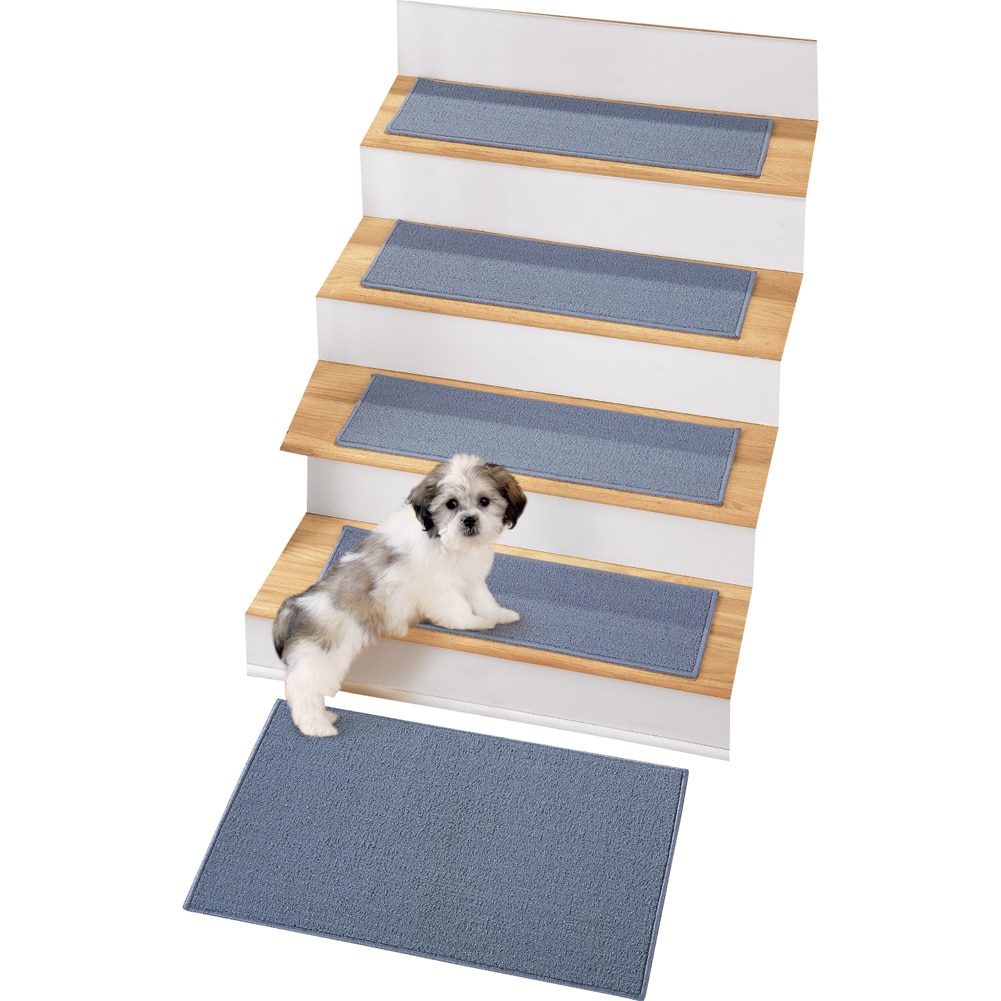 Set of 3 SkidResistant Berber Indoor Stair Treads, Blue