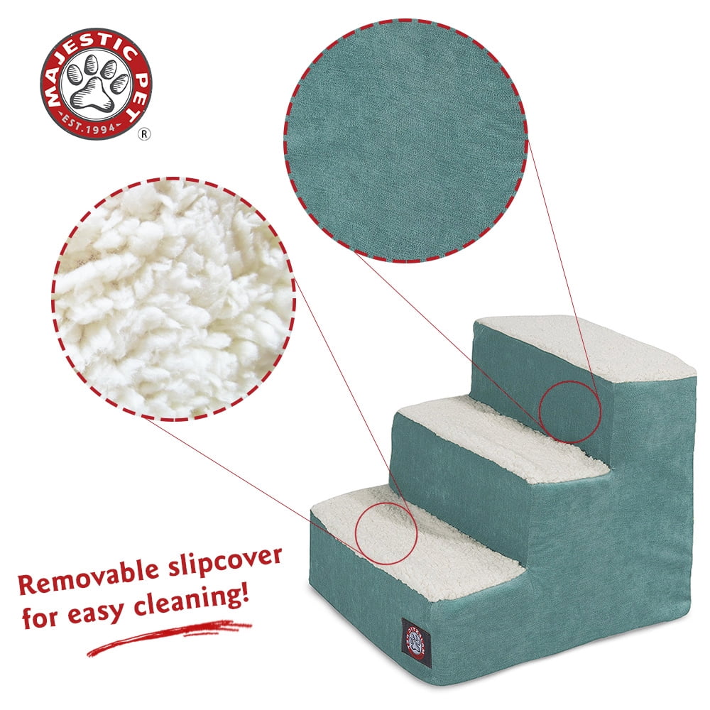 Majestic Pet Villa Pet Stairs 3 Steps Azure Machine Washable Removable Cover 18" x 16" x 15"