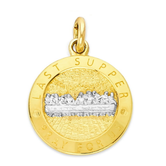 Golden Fire Solid 10k Gold Last Supper Charm - Religious Jewelry Gifts for Men and Women