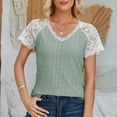 thumbnail image 5 of Raeneomay Cap Sleeve Tops for Women Versatile and Comfortable V-Neck Short Sleeved Lace Patchwork Top, 5 of 6
