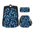 thumbnail image 1 of Vsdgher Blue Butterfly Print Large Capacity Backpack Lunch Bag Pencil Case Combination 3 Piece Set for Student, 1 of 7