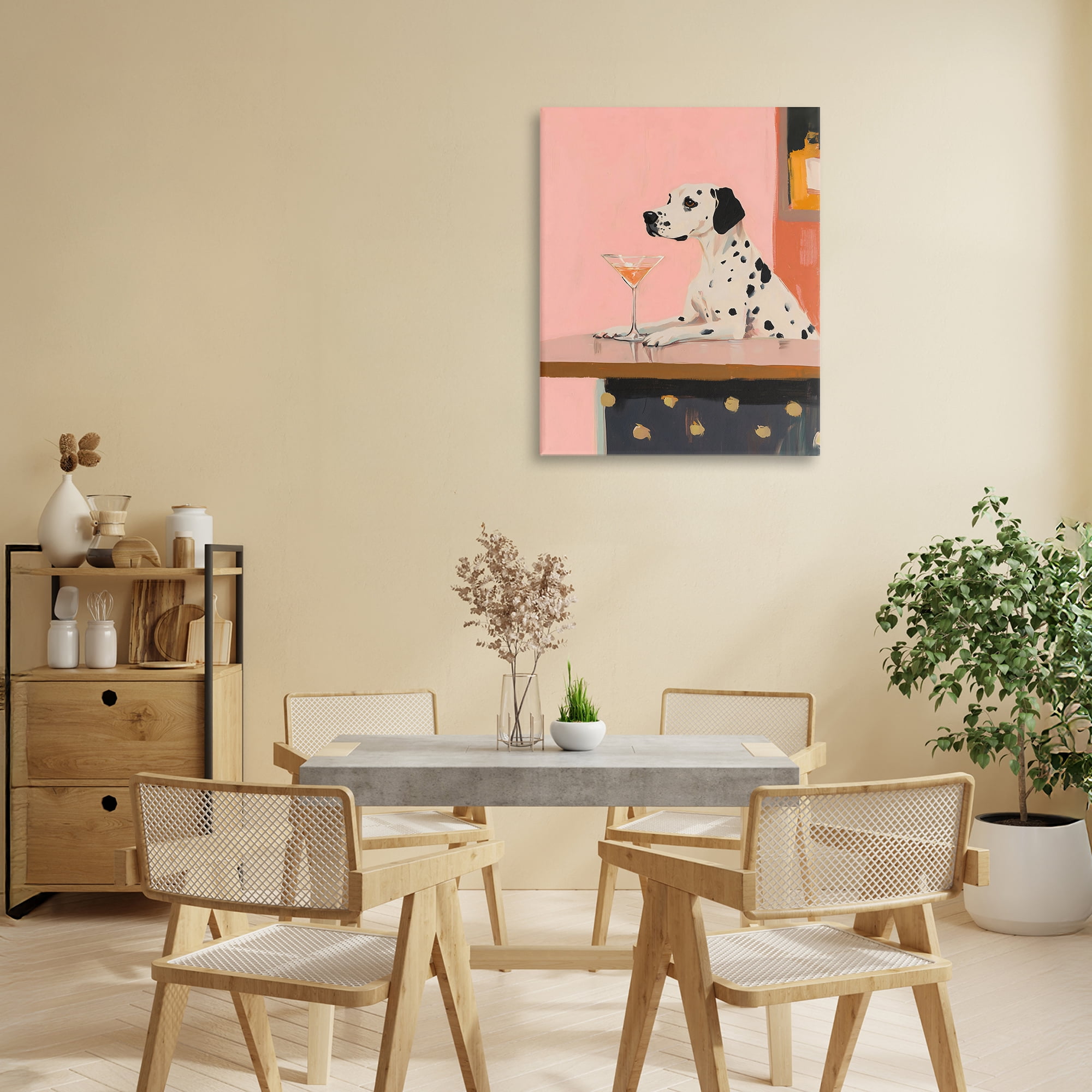 Stupell Industries Dalmatian at Cocktail Bar Canvas Wall Art, design by The Prints Vibe